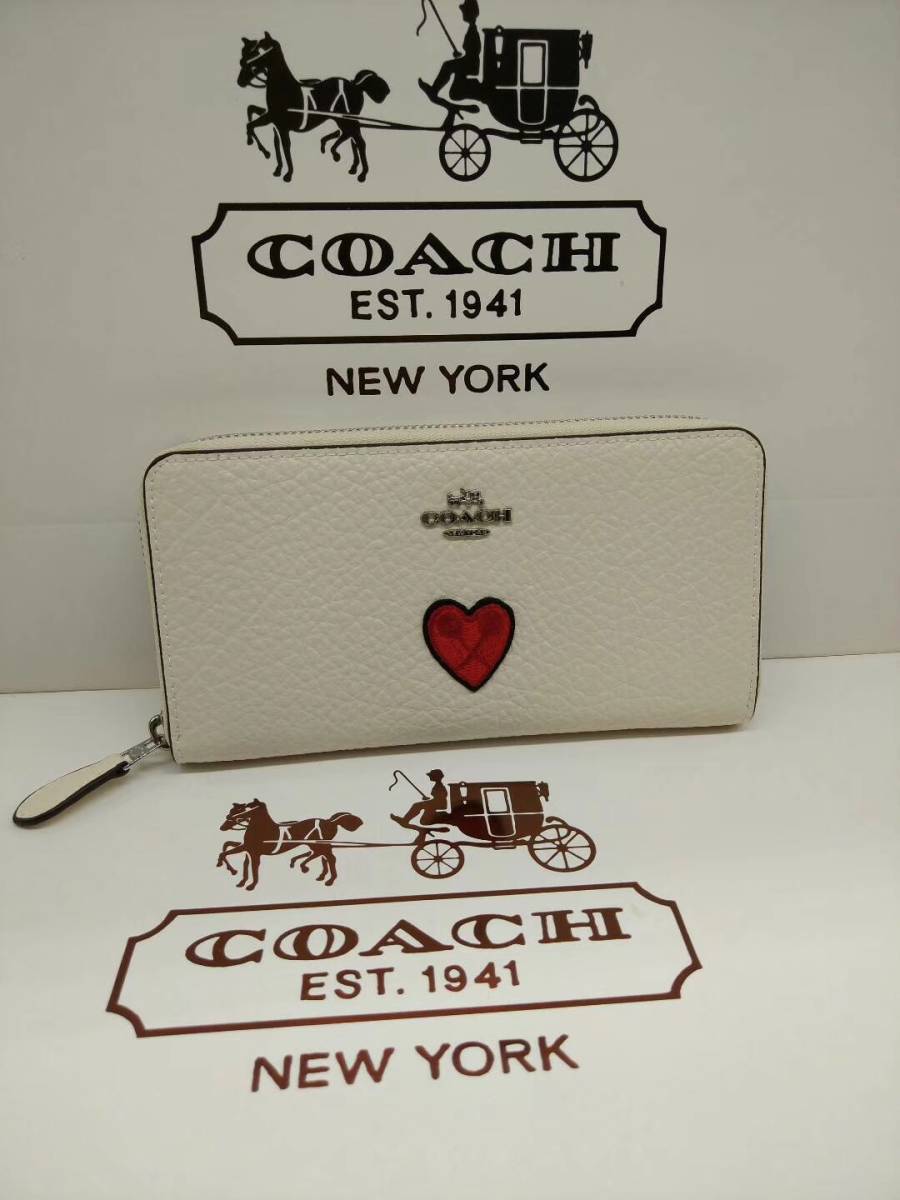 Coach コーチ 財布 長財布 本物ykk製 札入れ 型番57370 ハート 白 正規品 長財布 小銭入れあり 売買されたオークション情報 Yahooの商品情報をアーカイブ公開 オークファン Aucfan Com