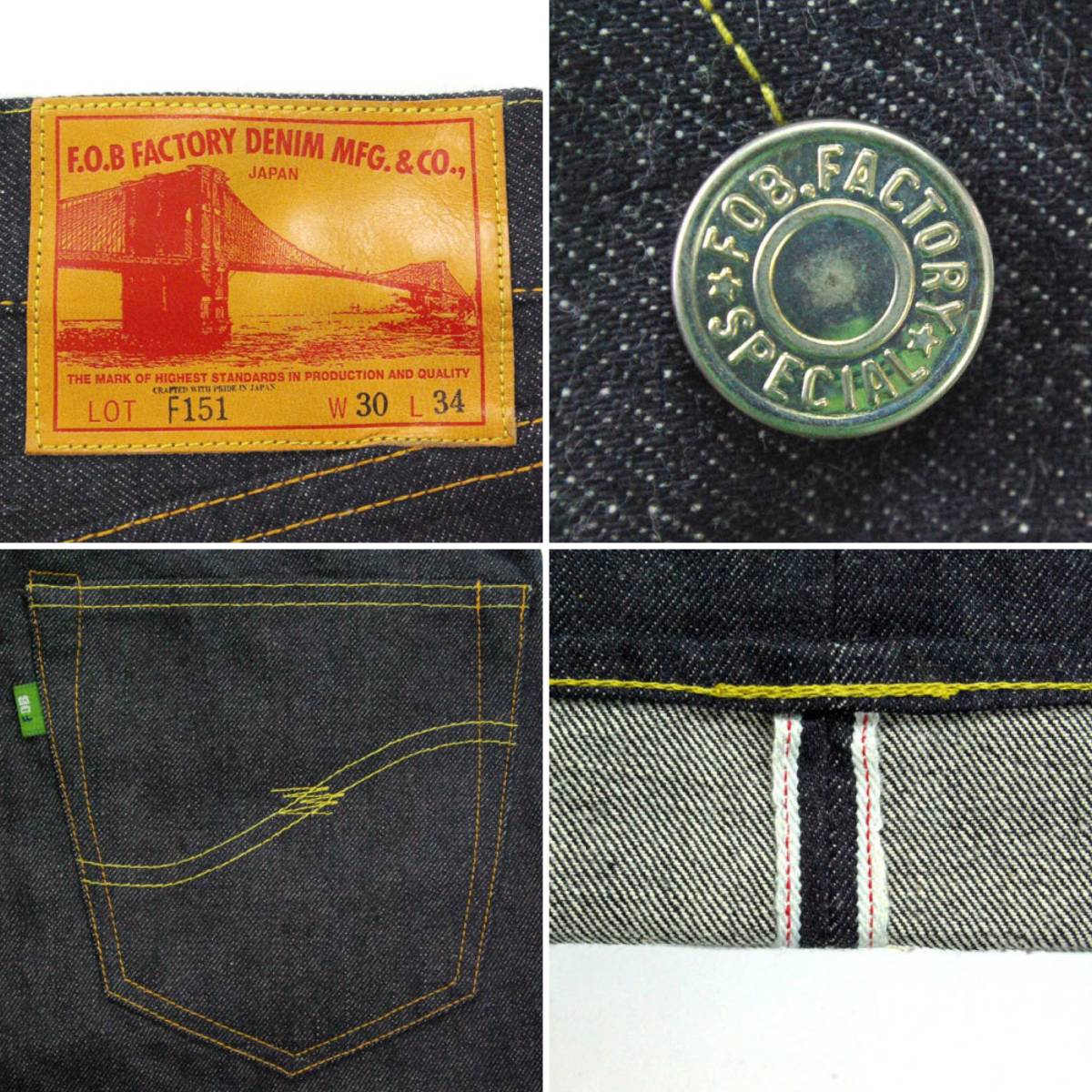 未使用品 FOB FACTORY F151 SELVEDGE XX 5P OR セルビッジ XXタイプ 