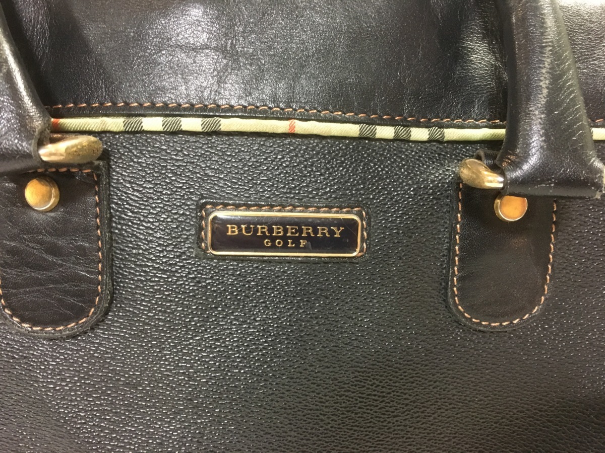バーバリーゴルフ BURBERRY○レザー ボストンバッグ ブラック
