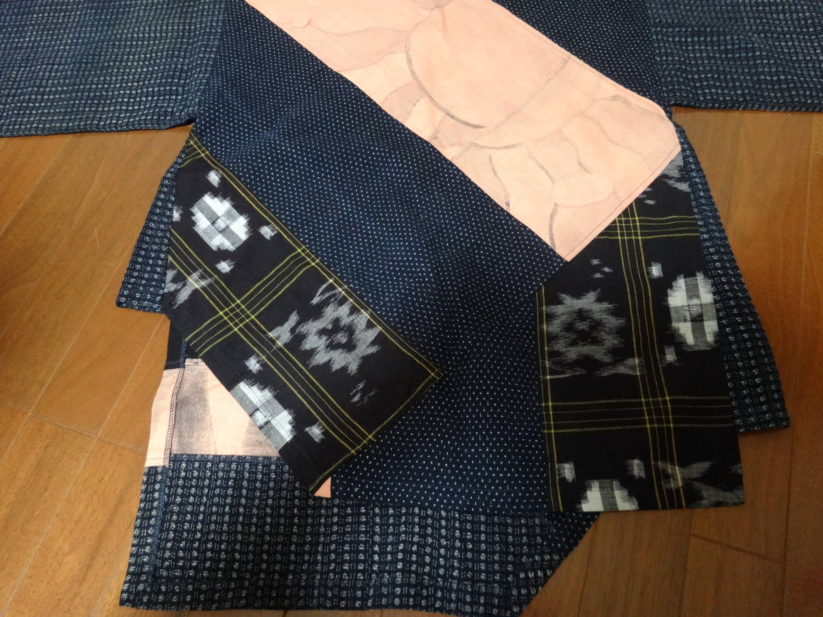 試着のみ　ギャラリー「遊楽」　のお品　古布　のぼり旗　ｘ　絣　　リメイク　チュニック