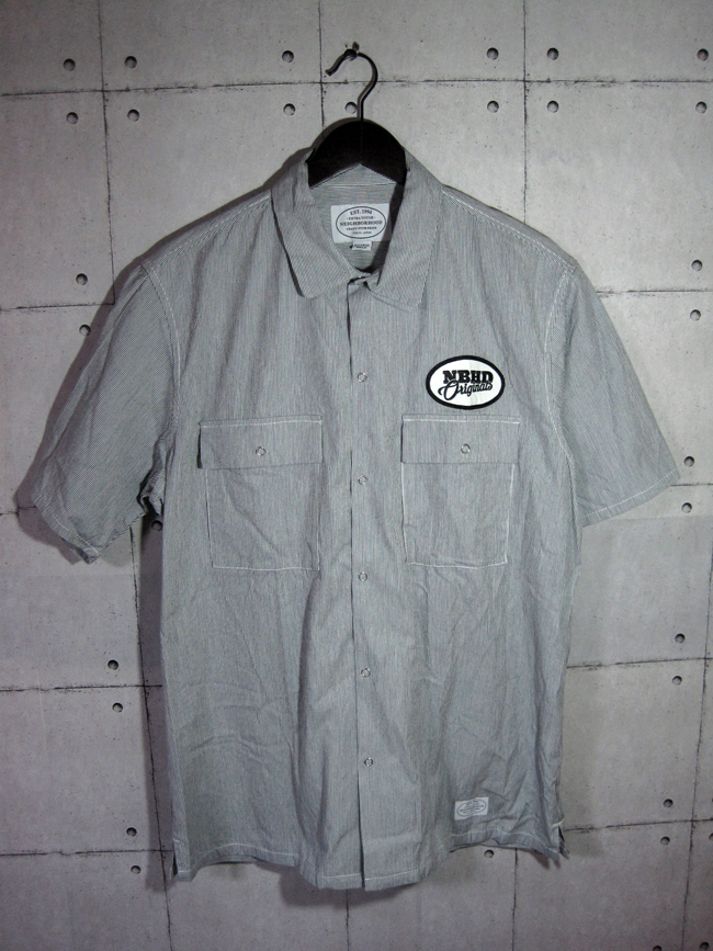 美品/16SS/NEIGHBORHOOD ネイバーフッド CLASSIC WORK STRIPE/C-SHIRT.SS NBHD OGワッペン付き ストライプ ワーク シャツXL/メンズ ネイバーフッド NEIGHBORHOOD 16SS 161FPNH-CSM01S H-S&frasl; 激レア