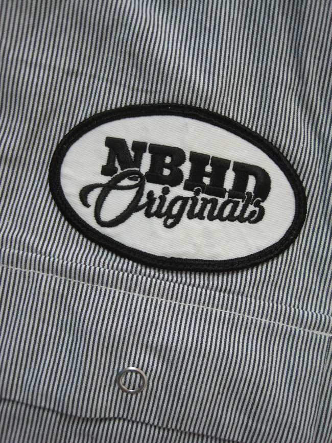 美品/16SS/NEIGHBORHOOD ネイバーフッド CLASSIC WORK STRIPE/C-SHIRT.SS NBHD OGワッペン付き ストライプ ワーク シャツXL/メンズ ネイバーフッド NEIGHBORHOOD 16SS 161FPNH-CSM01S H-S&frasl; 激レア