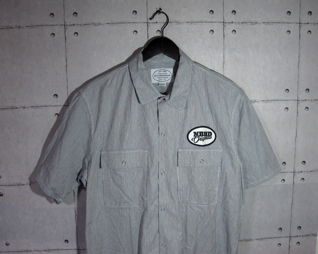 美品/16SS/NEIGHBORHOOD ネイバーフッド CLASSIC WORK STRIPE/C-SHIRT.SS NBHD OGワッペン付き ストライプ ワーク シャツXL/メンズ ネイバーフッド NEIGHBORHOOD 16SS 161FPNH-CSM01S H-S&frasl; 激レア