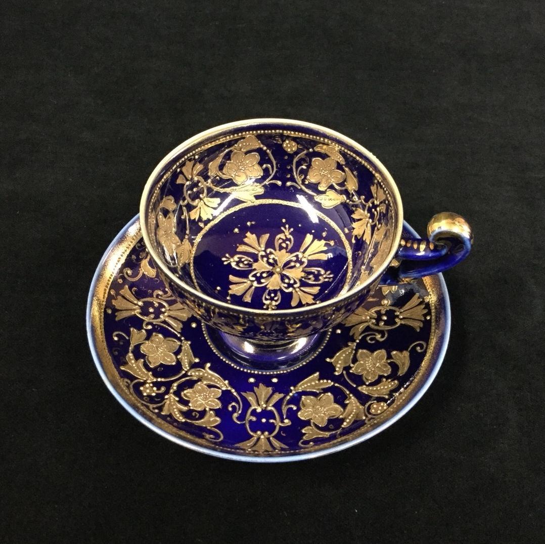 極上品！アンティーク オールドノリタケ 金盛コバルト瑠璃華装飾紋