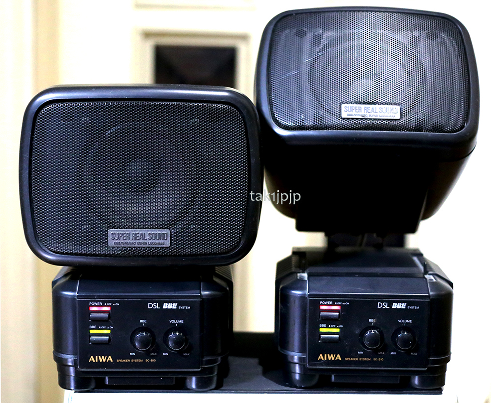 アイワ【アンプ内蔵スピーカー】 SC-B10 BBE 26W 2台セット ※Made in