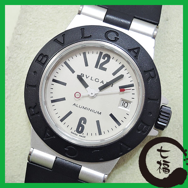 1円ブルガリBVLGARI アルミニウム AL29TA シルバー文字盤 ブラック 黒