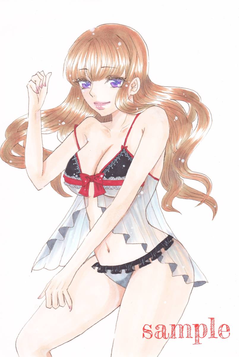 オリジナル イラスト 手描き ランジェリー ベビードール 創作 A4