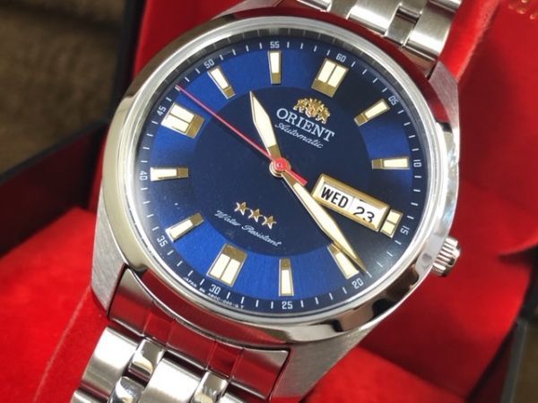 Orient オリエント 3スター ステンレススチール ブルーダイアル 自動巻 
