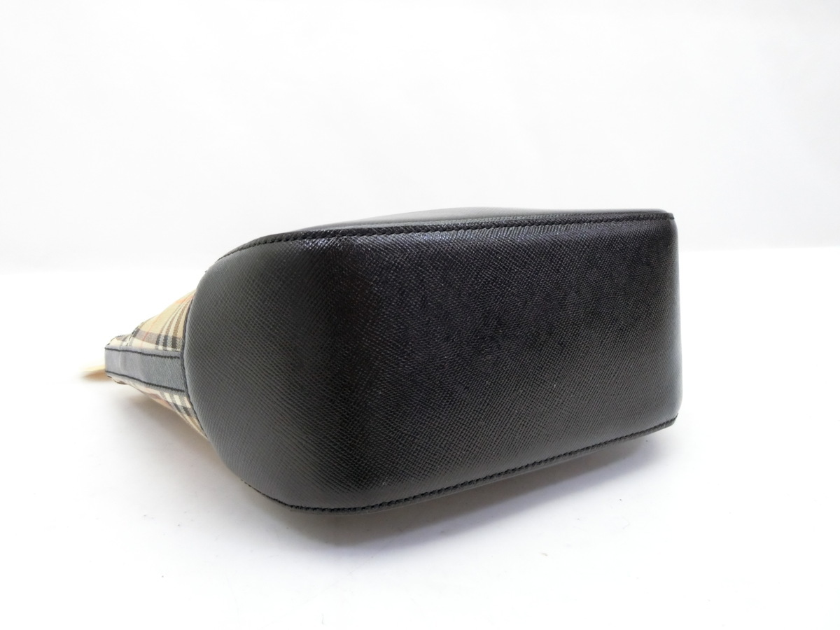 ◆Y9088 BURBERRY バーバリー チェック 柄 レザー ミニ ハンド バッグ 展示品