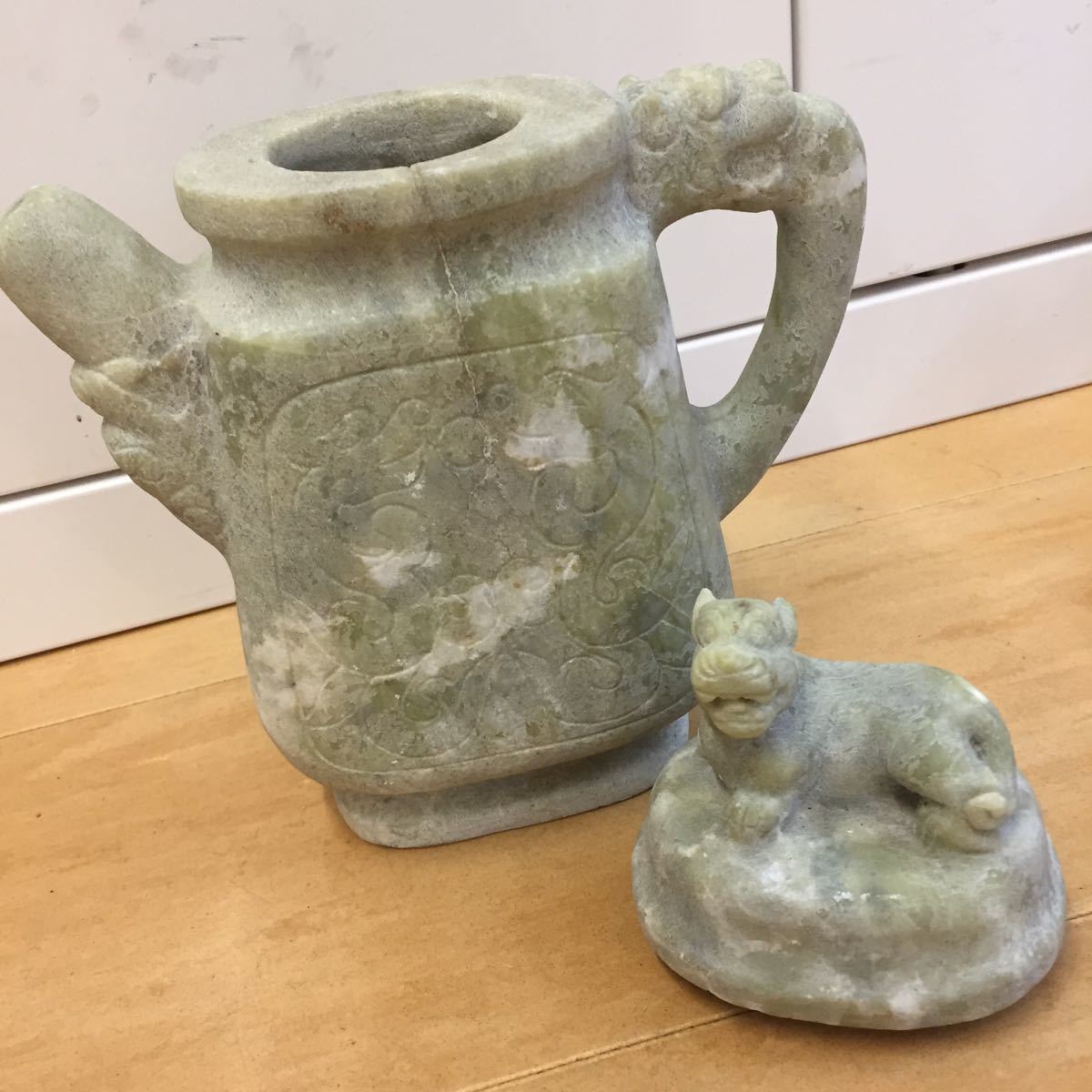 数量限定，新品 6968□ 中国骨董 天然石 取付盆 盆 龍彫刻 彫刻 急須 蓋