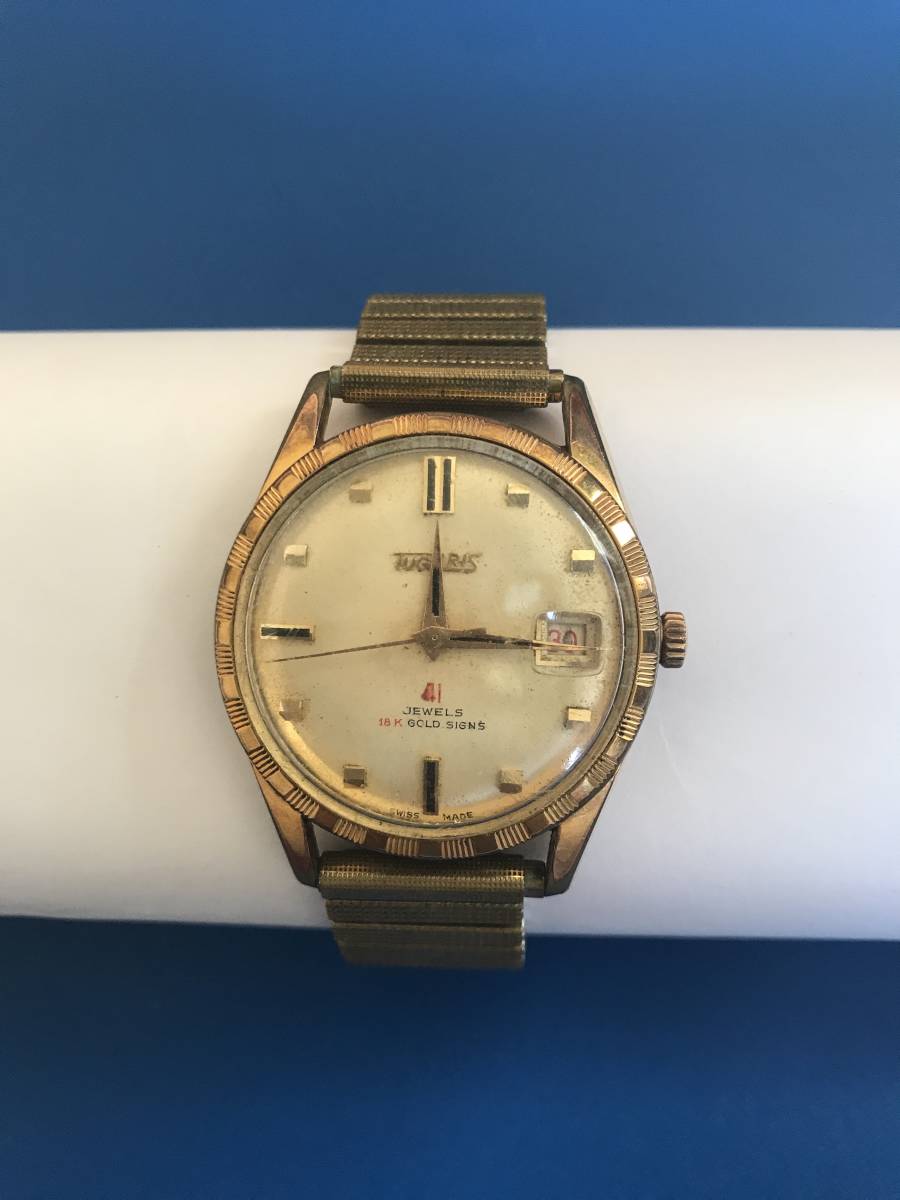 SALE，100%新品 TUGARIS 自動巻腕時計 18k GOLDSIGNS ジャンク(3針＋カレンダー)｜売買されたオークション情報、yahooの商品情報をアーカイブ公開 - オークファン 3針＋カレンダー