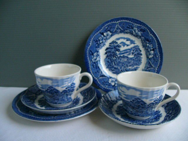 BARRATTS ENGLAND バラッツ ■風景画 カップ＆ソーサー プレート　ペア　イギリス製 トリオ アンティーク ビンテージ レトロ