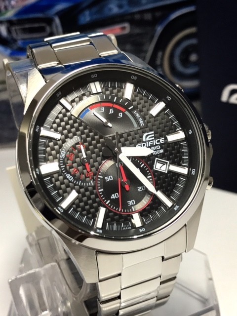新品カシオ CASIO正規品 エディフィス 腕時計 クロノグラフ　ブラック×レッド×ブルー EDIFICE【エディフィス】