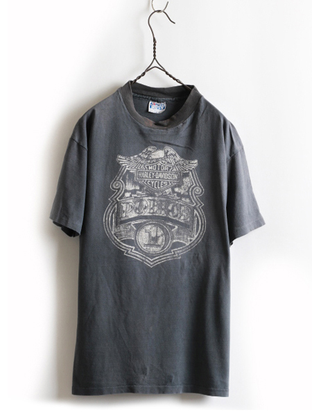 80s メッセージ 両面 プリント 半袖 Tシャツ (L)