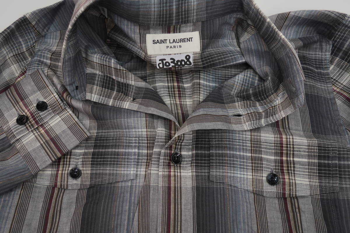 イタリア製SAINT LAURENTメンズシャツ新品同様J03-008 メンズ シャツ