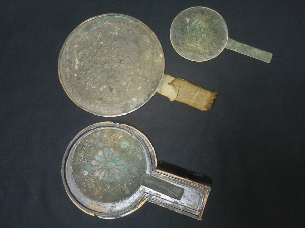 時代物 銅鏡 古鏡 【藤原 光政・吉重・金吉】 3点 古い手鏡 手鏡 銅鏡