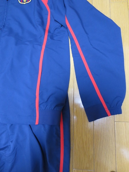 ナイキ NIKE メンズ ウインドブレーカー上下 FCBARCELONA 紺地 赤ライン XL 中古良品_5