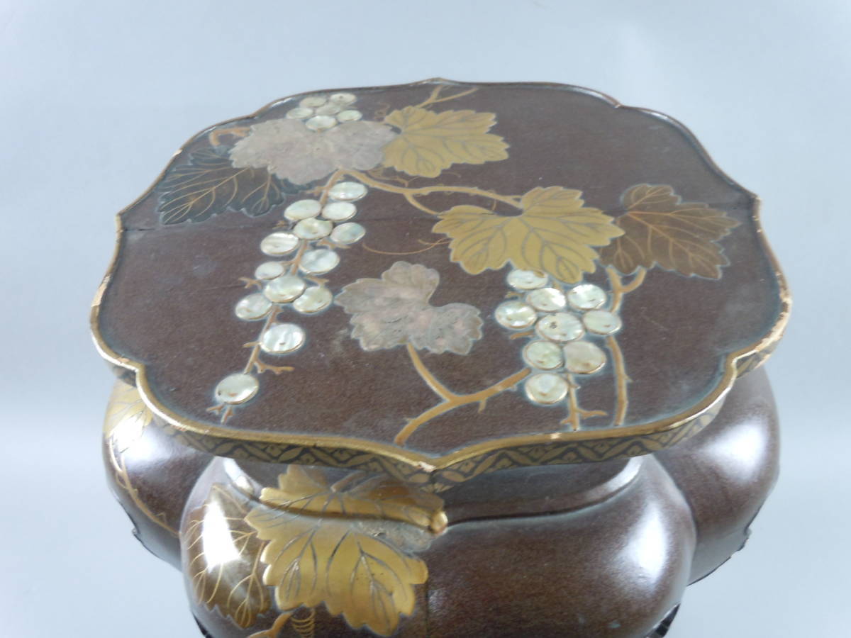 骨董 古美術 アンティーク 蒔絵花台 漆塗花 蒔絵 華道具 古玩 唐物