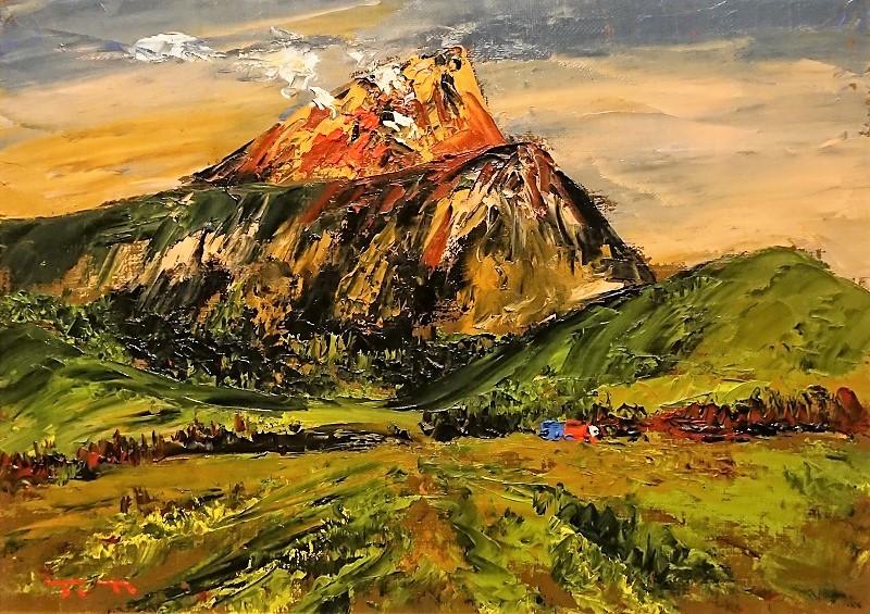 高橋哲夫「昭和新山」4号 油彩 北海道を描く画家 無所属実力画家 古径