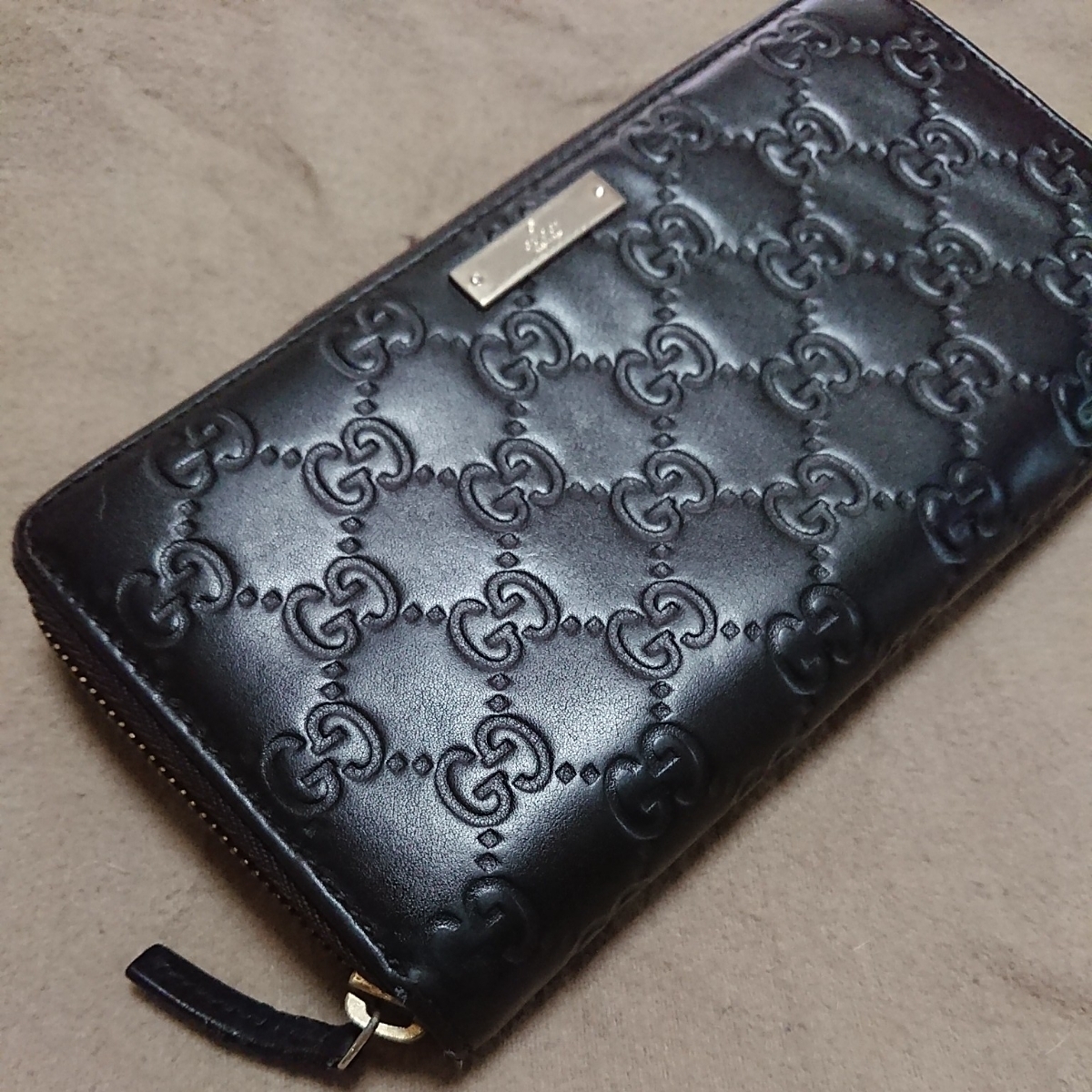 GUCCI グッチ 長財布 マイクロ シマ GG柄 ラウンドファスナー レザー