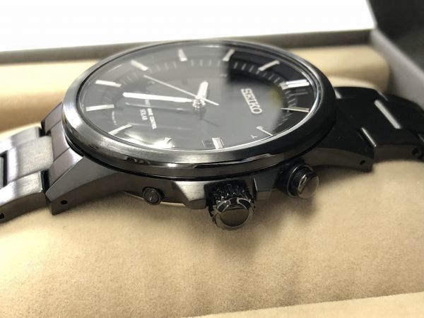 美品 SEIKO 電波ソーラー 7B42-0AT0 ブラック SEIKO 電波ソーラー