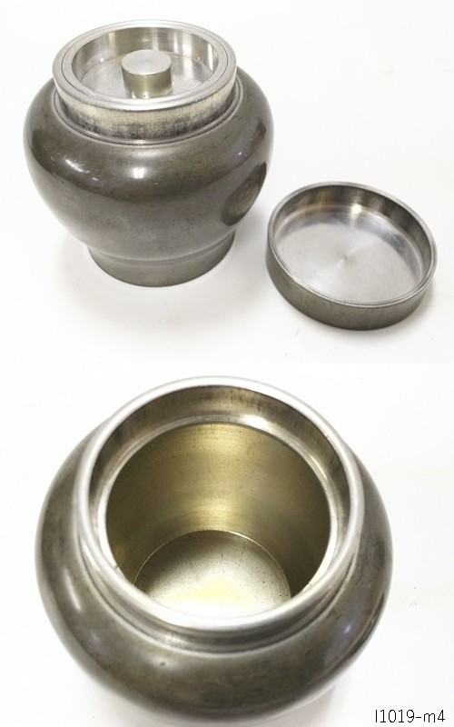 ☆清課堂 造 錫製 茶入 茶壷 茶心壺 煎茶道具 銘 I1019-m4④ 名☆清