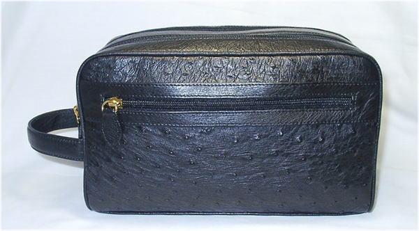 オーストリッチ　ブラック　Ｗファスナー　フル 黒　本革G