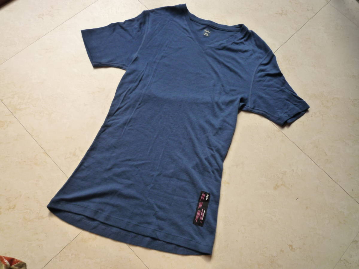 新品 Rapha ラファ メリノ Vネック ベースレイヤー S ダークブルー