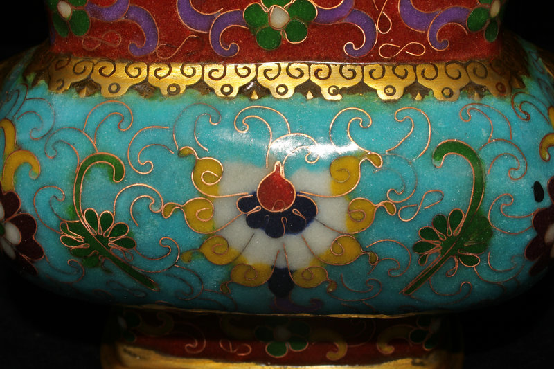 銅胎景泰藍 琺瑯彩 七寶燒 花卉紋 香炉 貴重 熏香炉 極上珍品