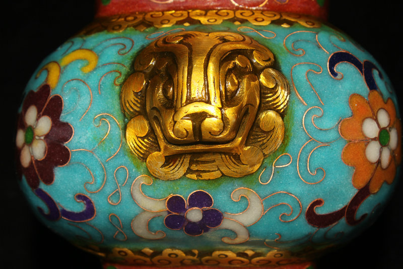銅胎景泰藍 琺瑯彩 七寶燒 花卉紋 香炉 貴重 熏香炉 極上珍品