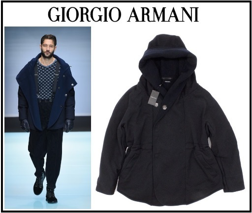 40万新品◇52=L◇黒ラベル◇GIORGIOアルマーニ ネイビー裏フリース 