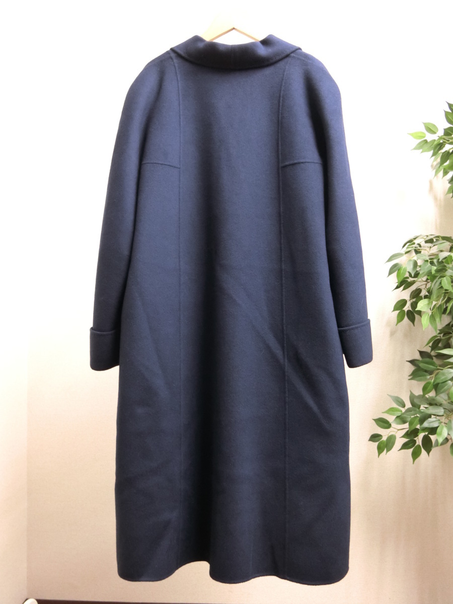 美品 Cremona カシミヤ ウール ロング コート 9 ネイビー 紺 