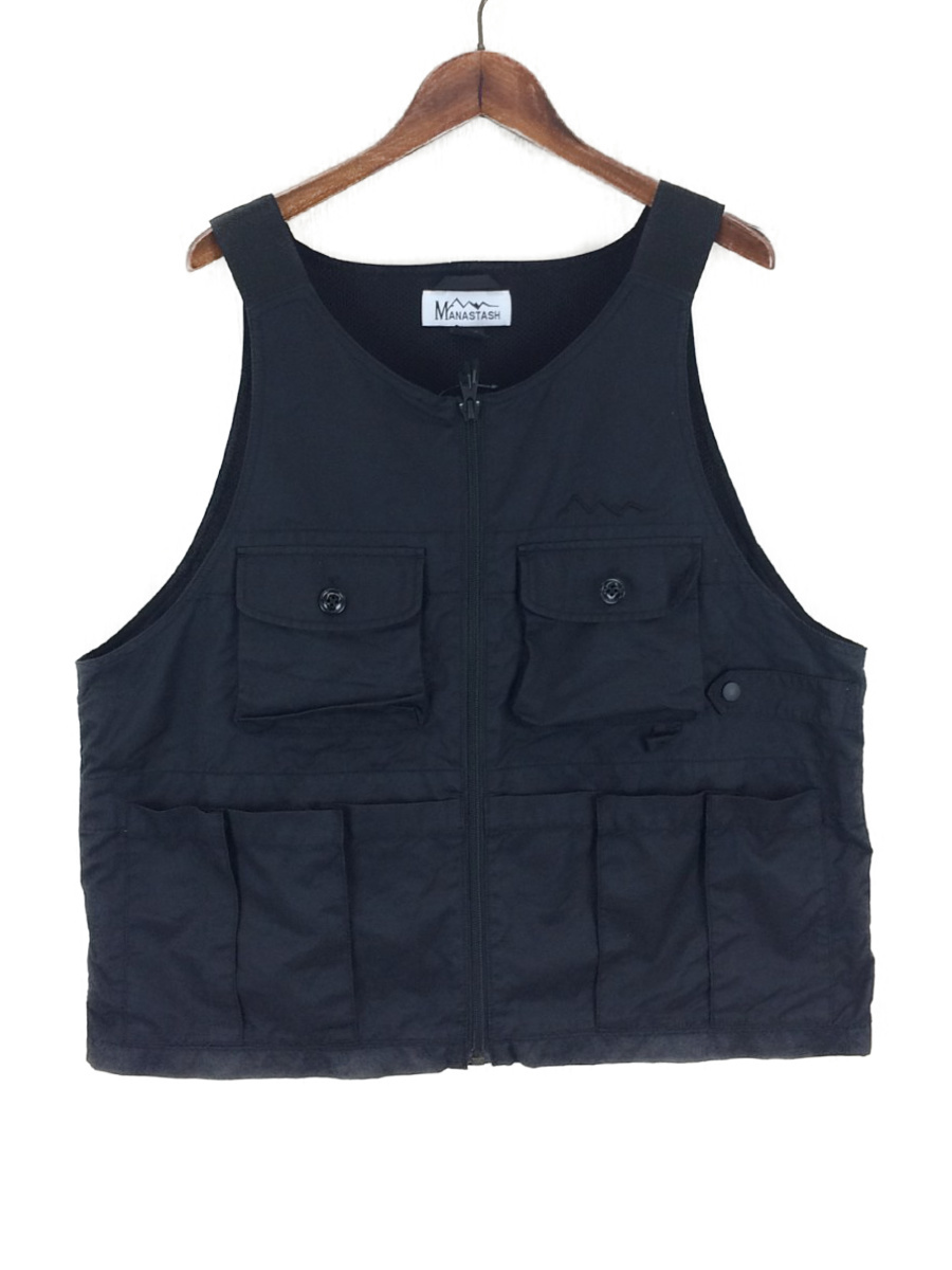 MANASTASH◆CAMPER VEST/ベスト/M/コットン/BLK/7182023