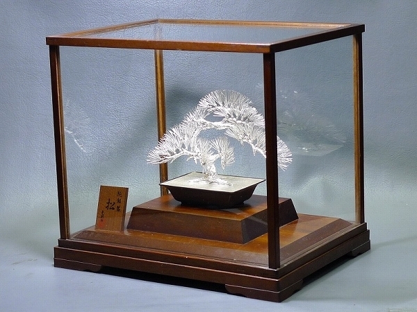光則作】純銀製 松 置物 純銀製 松 置物純銀製 盆栽「松」 光則作 置物