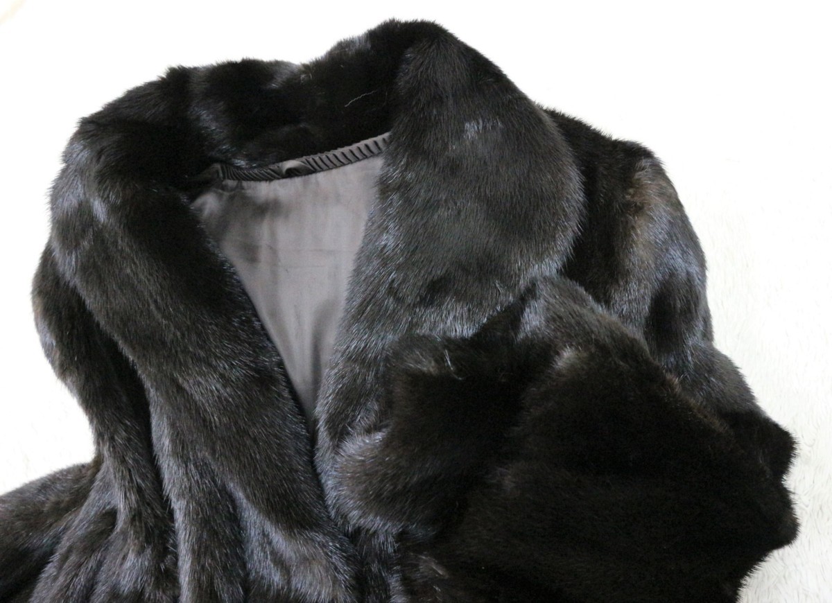 美品【BLACKGLAMA】高級毛皮 ブラックグラマミンク BIG衿 