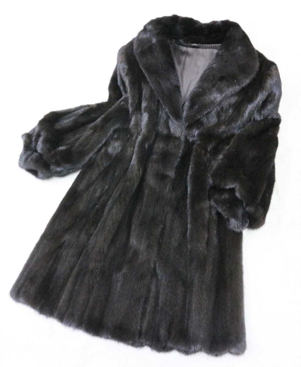 美品【BLACKGLAMA】高級毛皮 ブラックグラマミンク BIG衿 