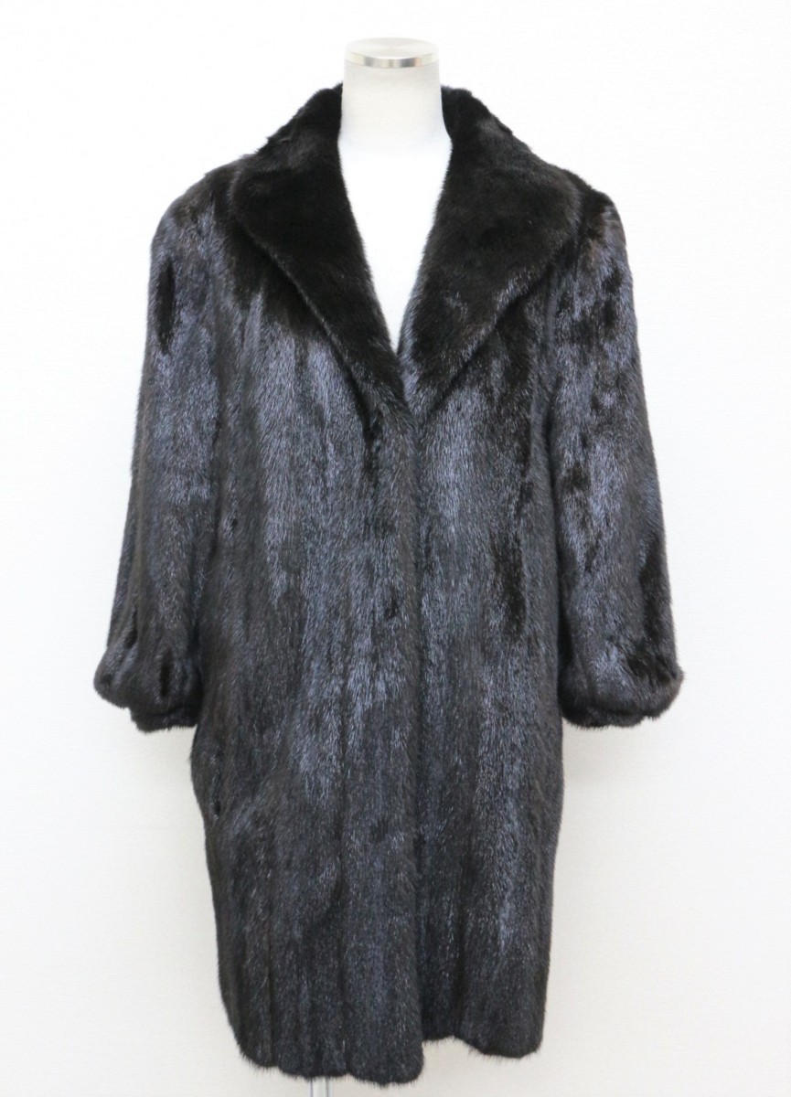 美品【BLACKGLAMA】高級毛皮 ブラックグラマミンク BIG衿 