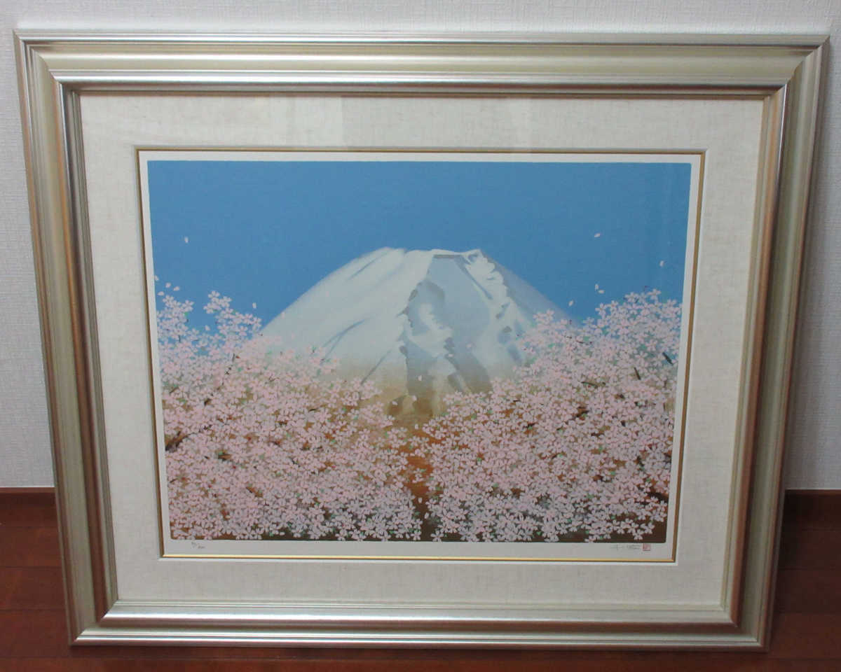 中島千波 絵画買取・販売 - シバヤマ :: 中島千波「不二櫻日和」シルク
