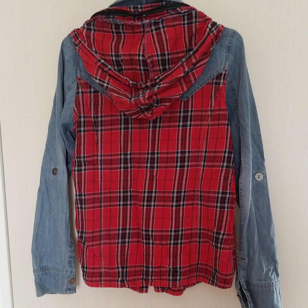 デニムシャツ　チェック柄