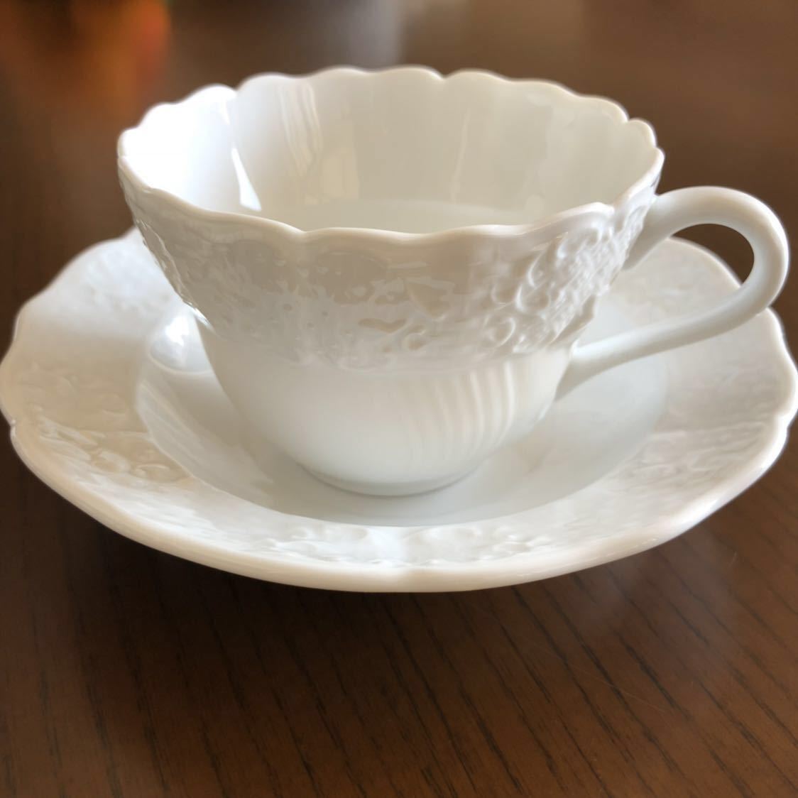 未使用品 Herend ヘレンド バロックホワイト カップ＆ソーサー C＆S コーヒーカップ ティーカップ 洋食器 うつわ 器 食器 皿 