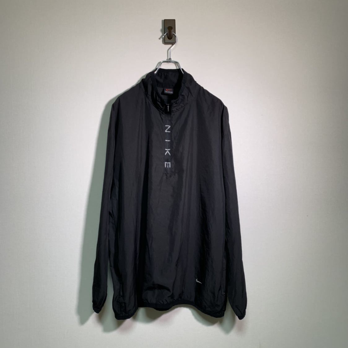 送料込】00s NIKE ① ナイキ ハーフジップ ナイロンジャケット XL 黒