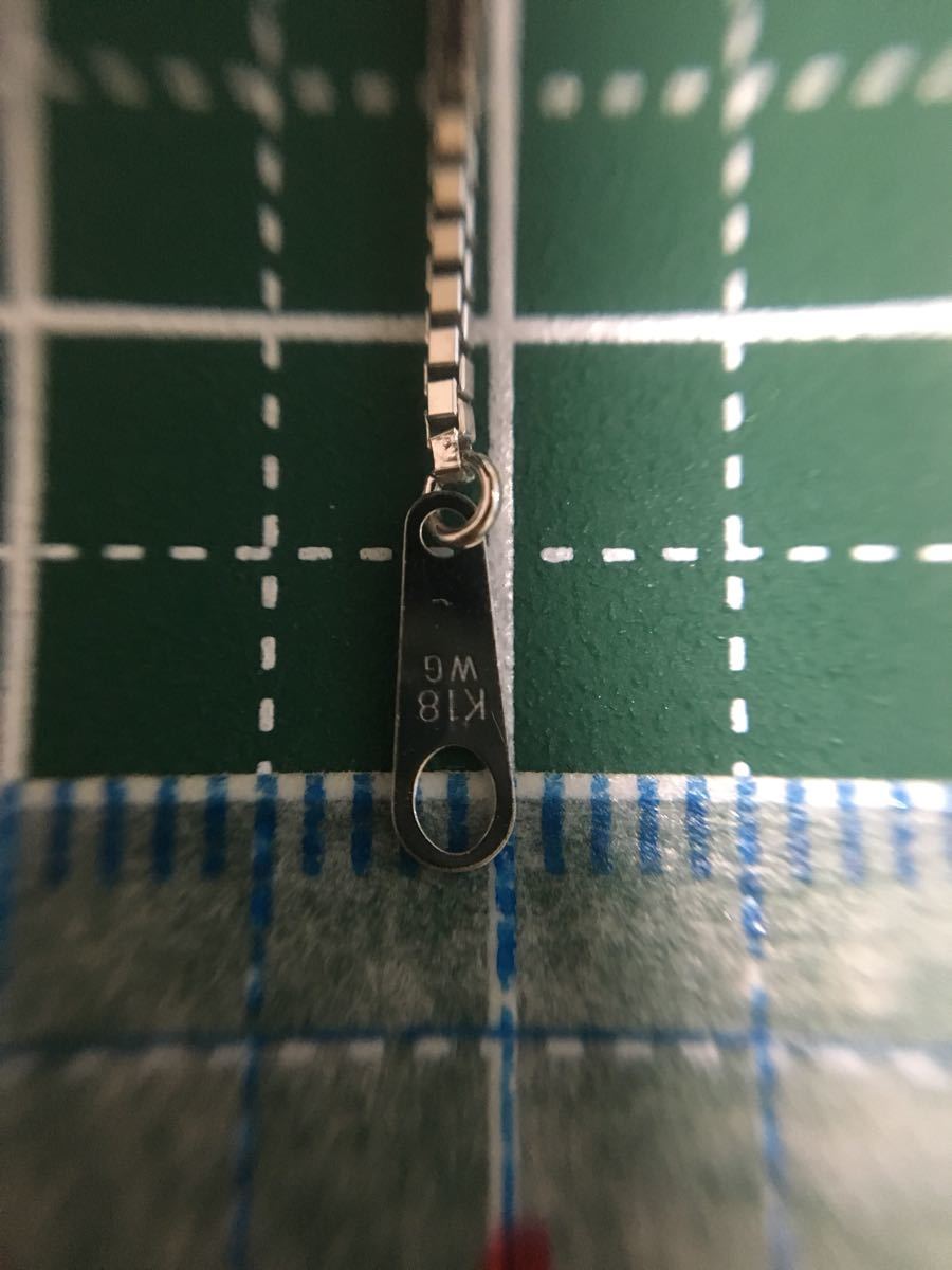 K18WGベネチアンチェーンネックレス幅１．０ｍｍ・３．３１ｇ検）ベネチアンチェーン・スライドストッパー付き・長さ４５ｃｍ_5