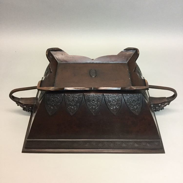 池坊 古典立花 砂鉢 46x32x15.5 銅製 工芸品 池坊 古典立花 砂鉢