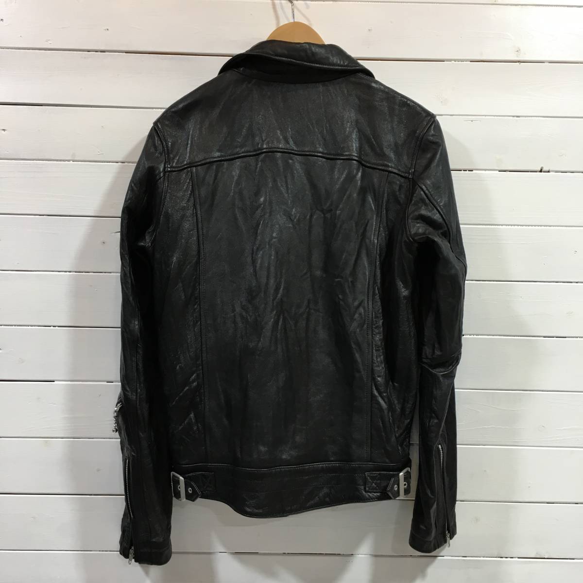 JACKROSE ネイビー ダブルライダースジャケット サイズ4 JACKROSE（ジャックローズ）の「ラムレザーダブルライダース TYPE－1
