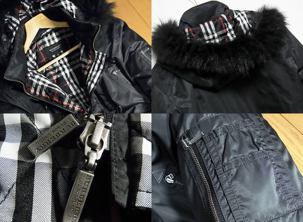 Black Friday！ラクーンファーチェック切替ジャケットL▽バーバリー