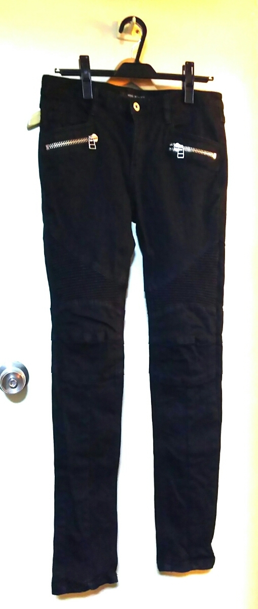 NO ID BLACK 16AW Cストレッチ ライダース スキニー デニム パンツ 