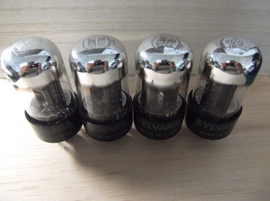 ★1958年 SYLVANIA 6SN7GTB クロムトップ ブラックプレート 同デートコード マッチドクワッド (4本組)★