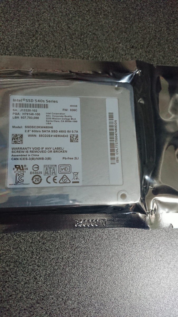 インテル SSD 未使用 SSDSC2KW480H6X1 540sシリーズ 480GB 2.5インチ