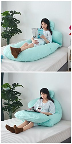 色グリーン サイズU/G型 妊婦抱き枕 マタニティ 授乳クッション 竹繊維