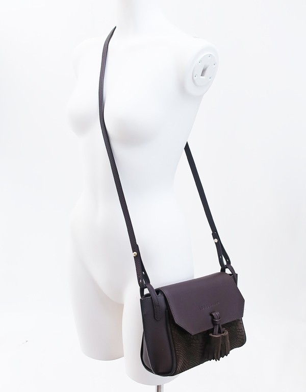 ◇新品同様【ロンシャン】レザー×スエード ショルダーバッグ 